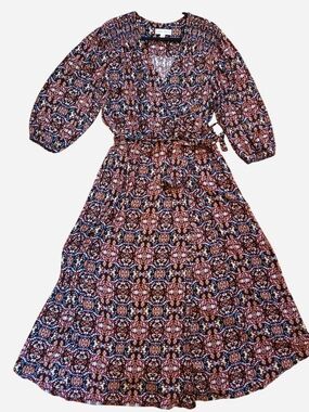 Knox Rose Midi Wrap Dress Balloon Sleeve Prairie Boho Festival Size XXL